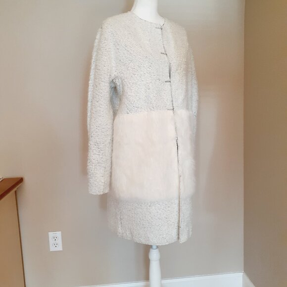 Elie Tahari Mixed Media Coat Jacket - Picture 4 of 15